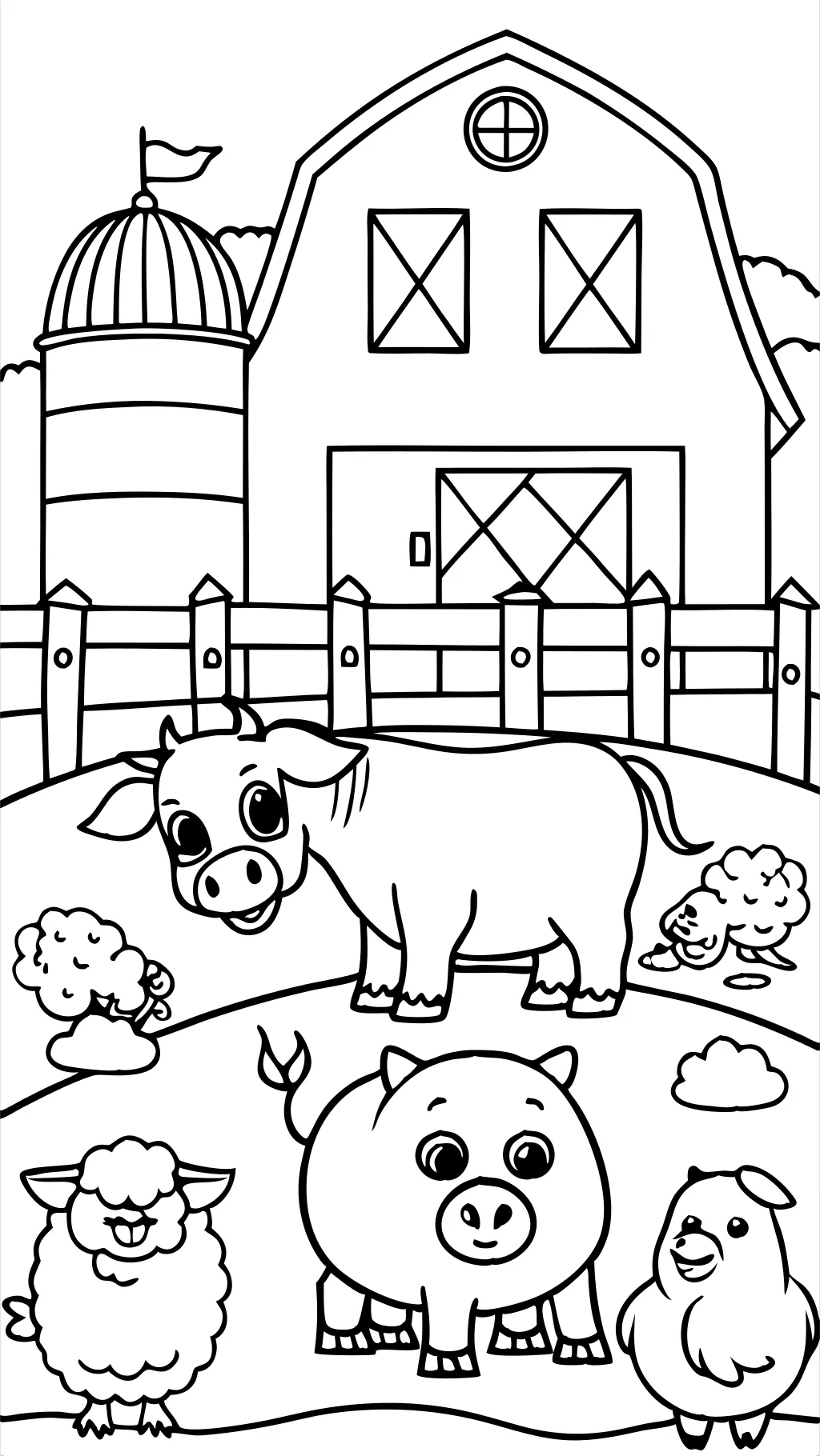 Páginas para colorear de animales de granja gratis para preescolar